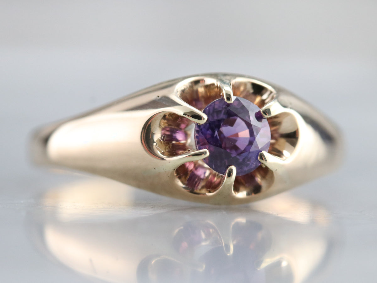 Purple Sapphire Belcher Ring