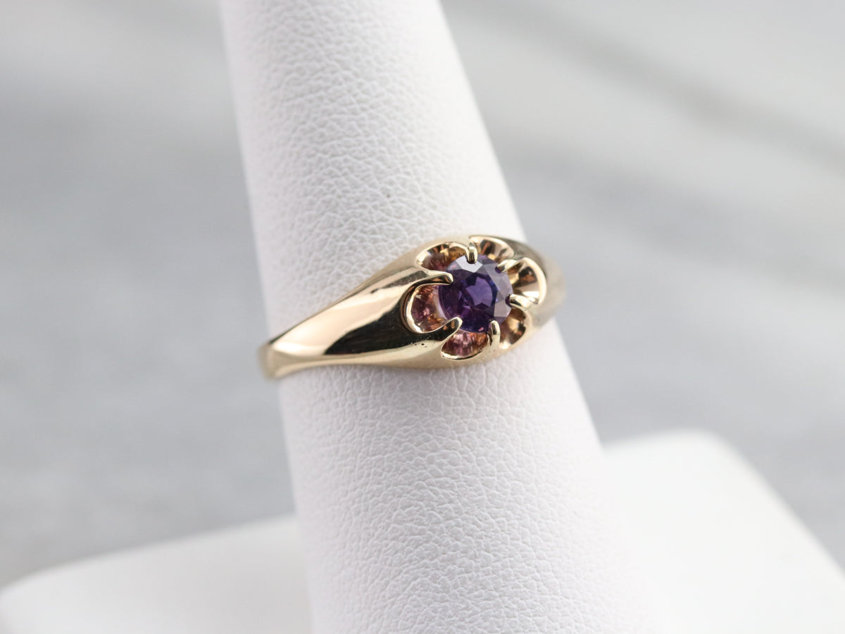 Purple Sapphire Belcher Ring