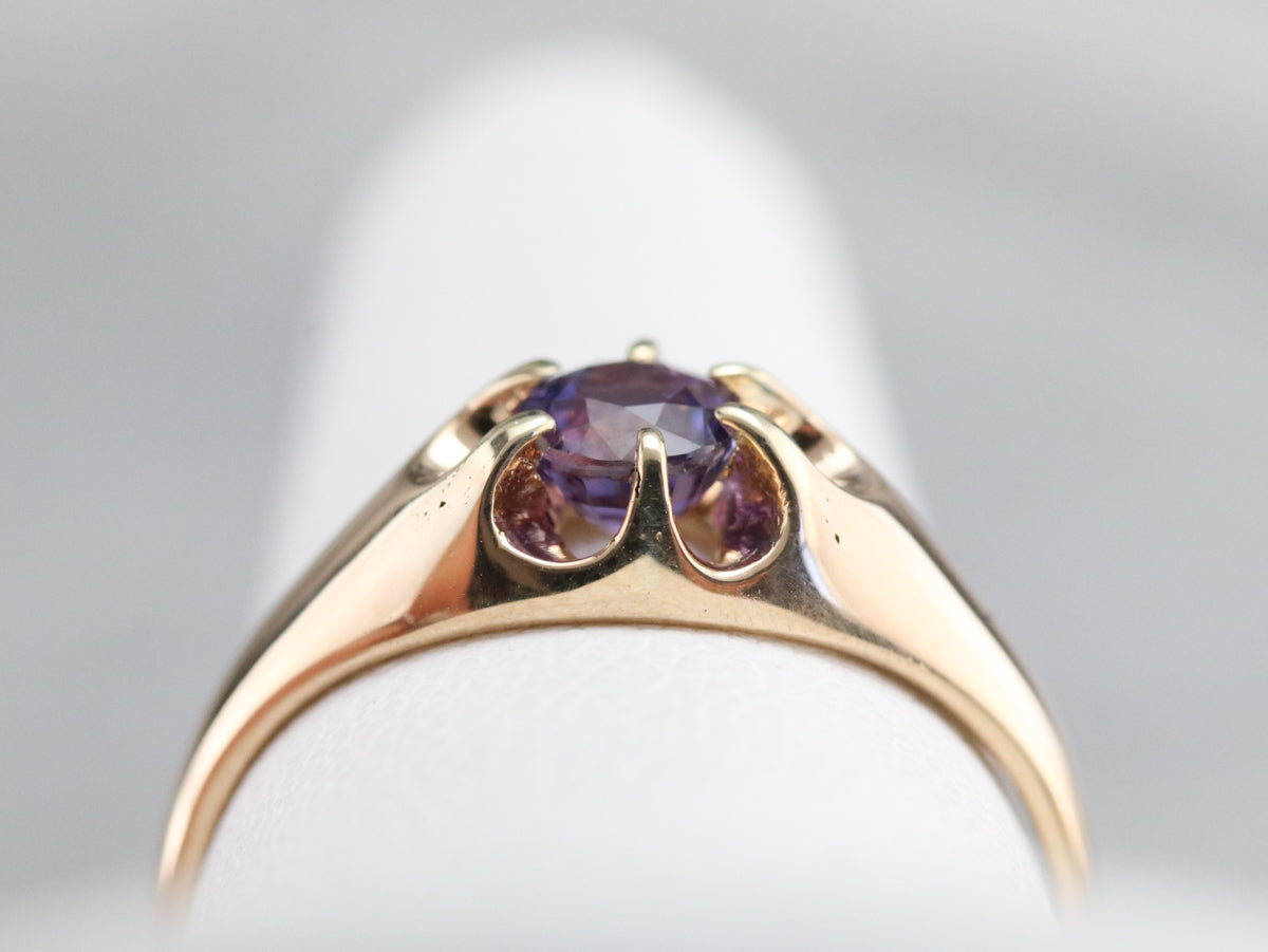 Purple Sapphire Belcher Ring