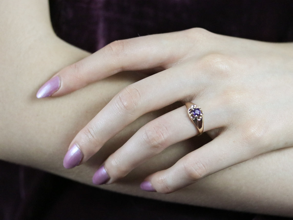 Purple Sapphire Belcher Ring