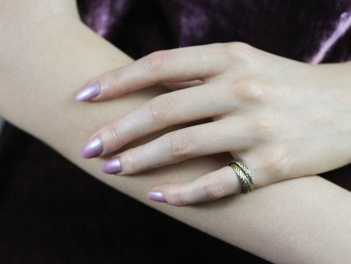 Tri Color Gold Rope Twist Rolling Ring