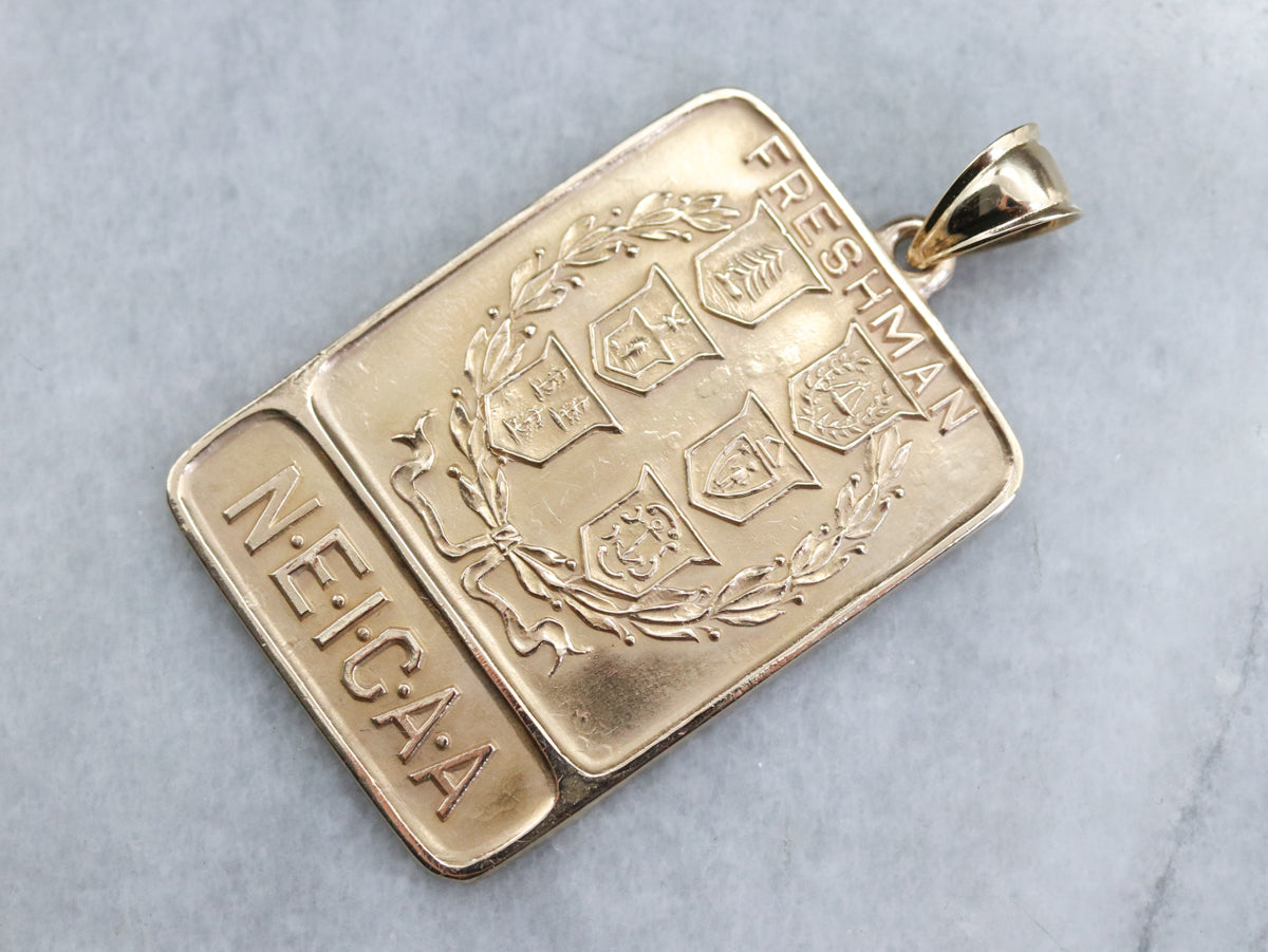 Antique Gold N.E.I.C.A.A. Freshmen Pendant