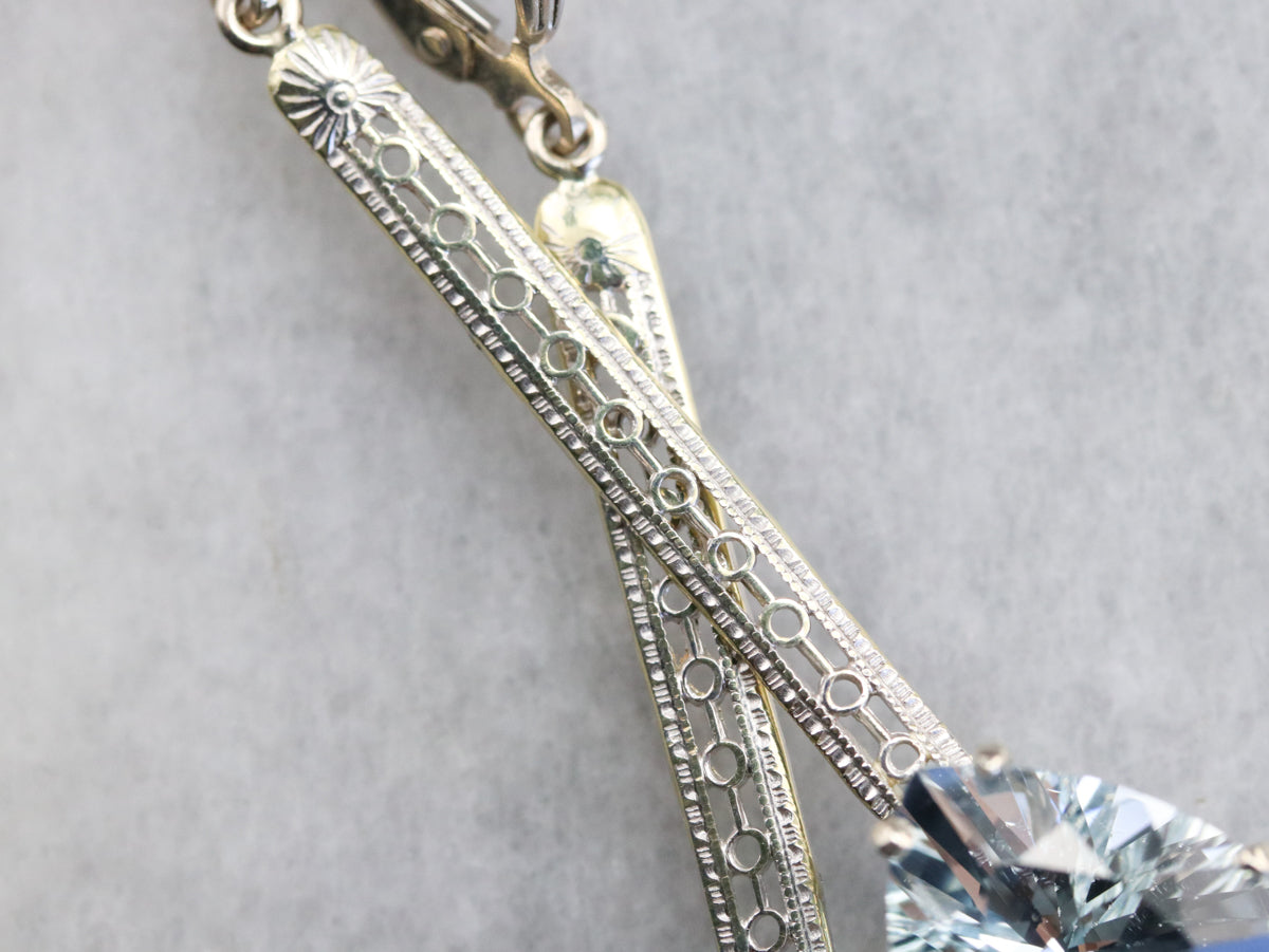 Pendientes colgantes de aguamarina con talla billón