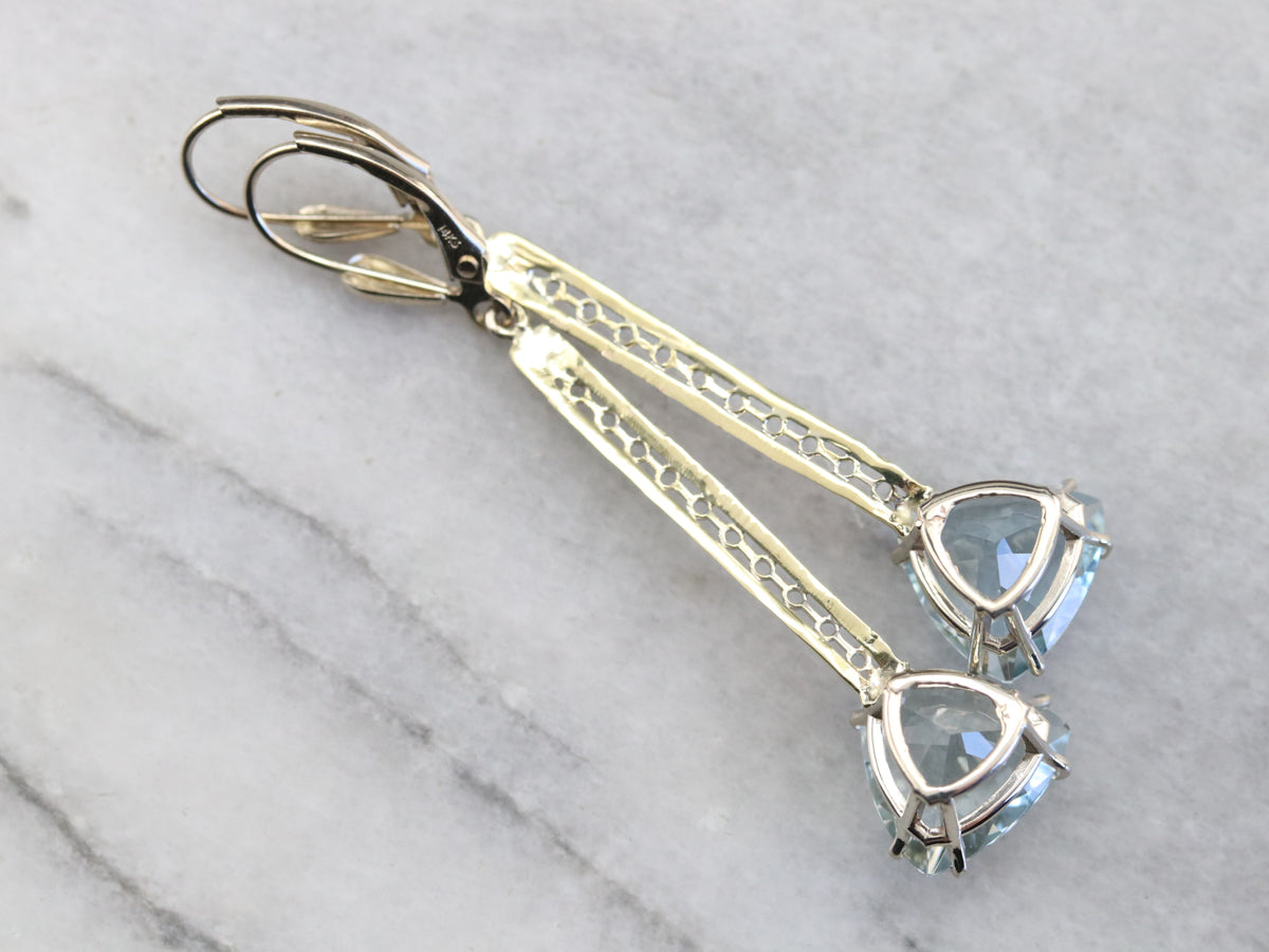 Pendientes colgantes de aguamarina con talla billón