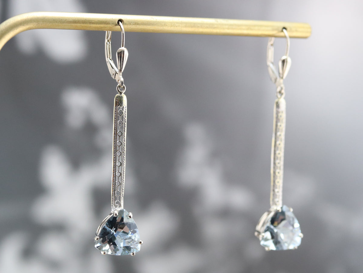 Pendientes colgantes de aguamarina con talla billón