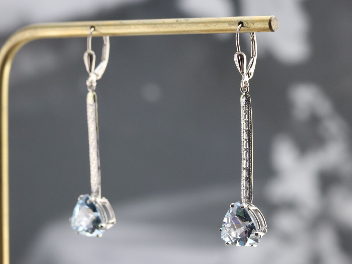 Pendientes colgantes de aguamarina con talla billón