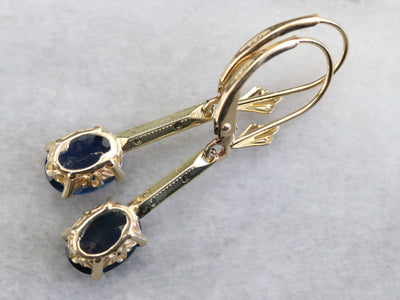 Sapphire and Gold Drop Earrings