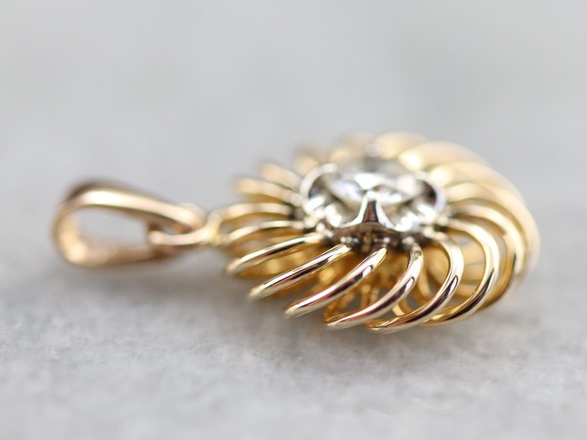 Swirling Gold and Diamond Pendant