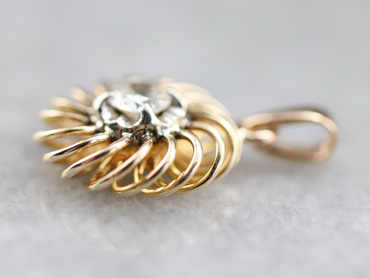 Swirling Gold and Diamond Pendant