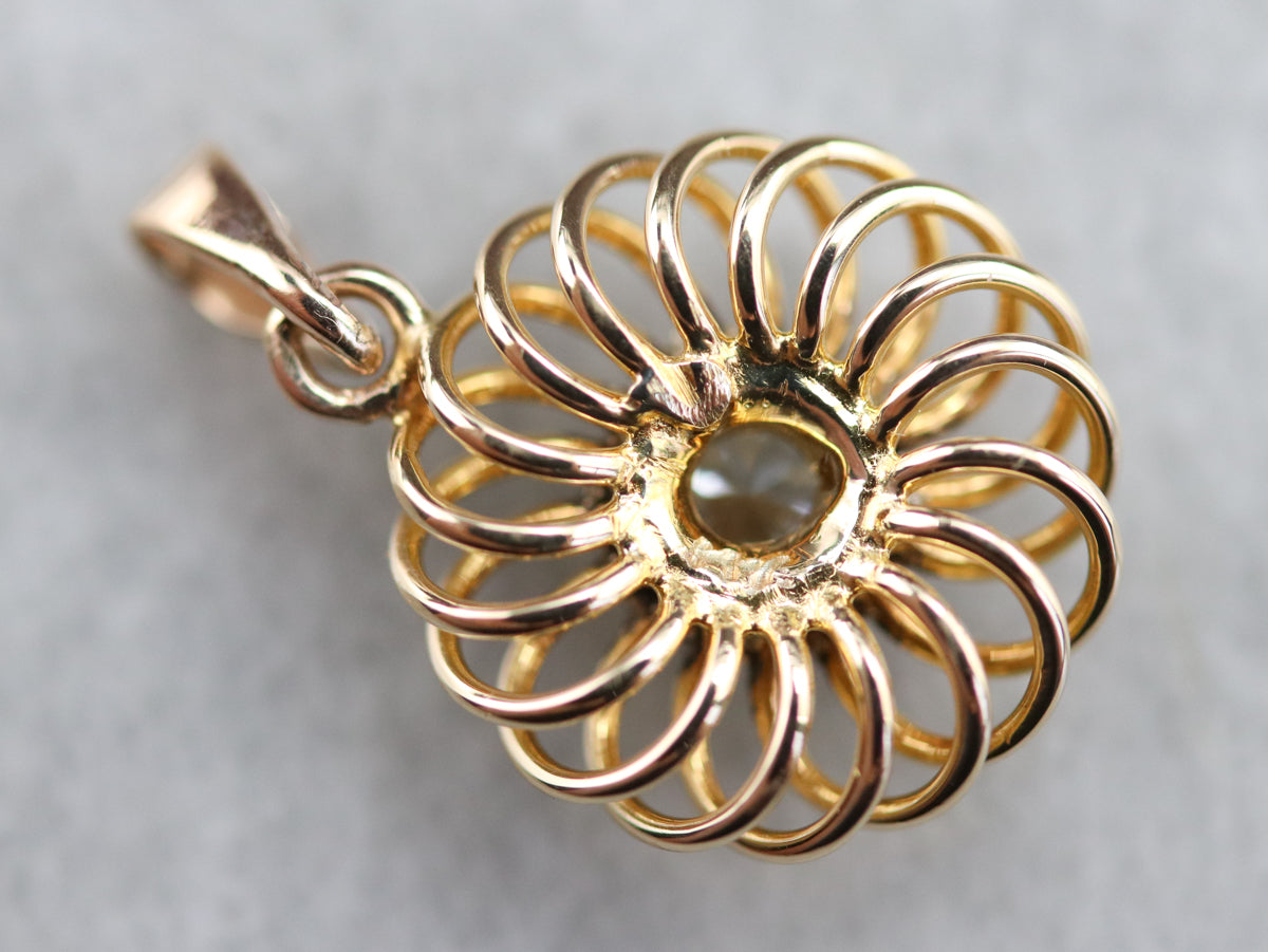 Swirling Gold and Diamond Pendant