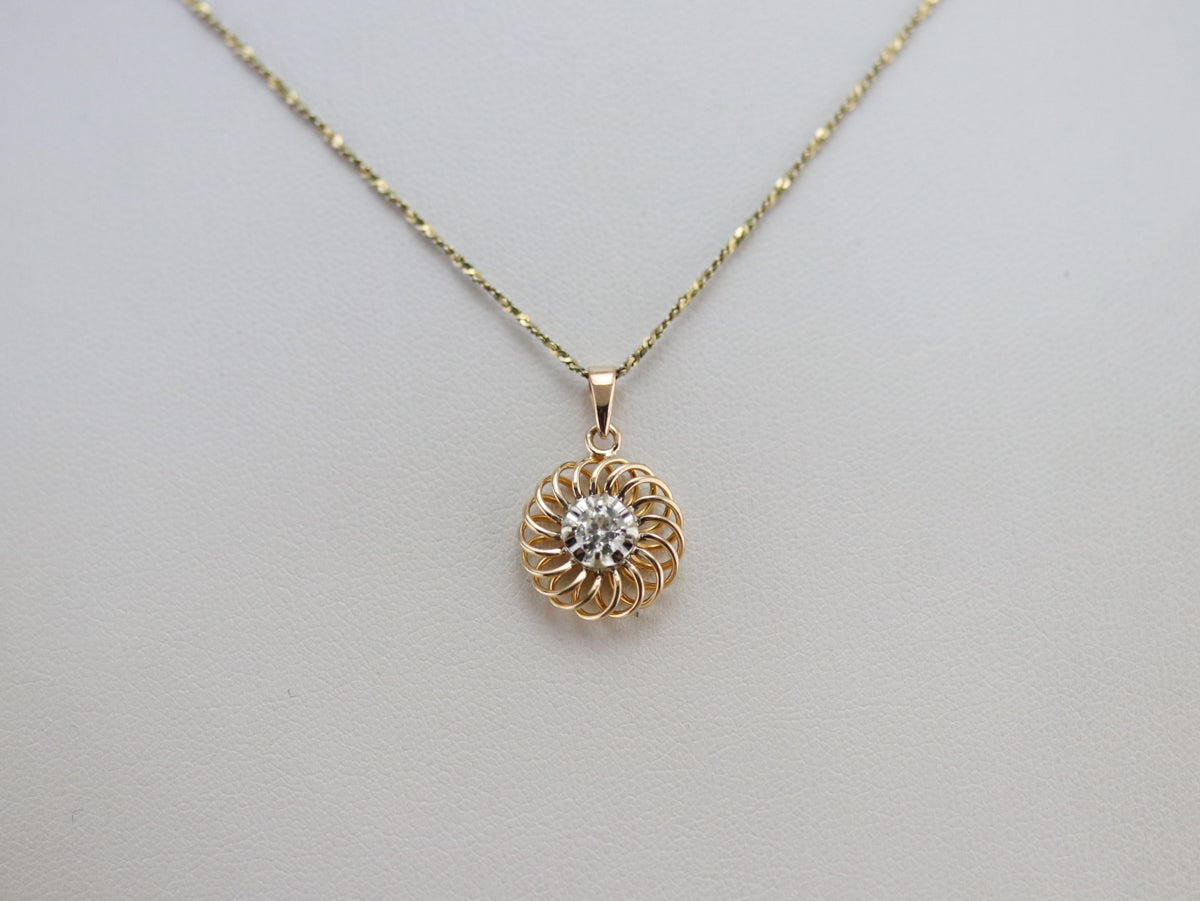 Swirling Gold and Diamond Pendant