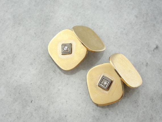 Vintage Gold Diamond Illusion Centers Cufflinks
