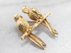 Two Parrots Diamond Gold Brooch