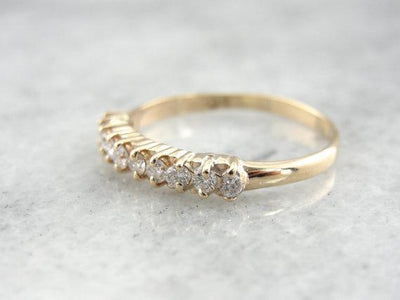Gold Fine Diamond Wedding Band, Ladies Ring