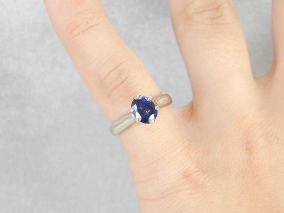 Ceylon Sapphire Solitaire White Gold Engagement Ring