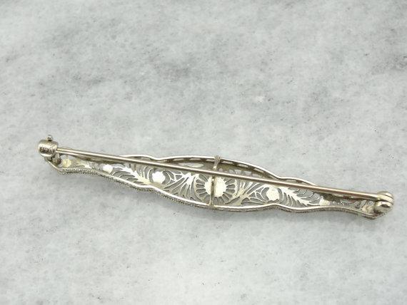 14 Karat Art Deco Filigree Bar Pin