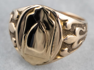 Antique Patterned Gold Signet Ring