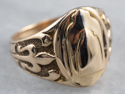 Antique Patterned Gold Signet Ring