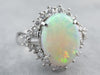Opal Diamond Halo Platinum Statement Ring