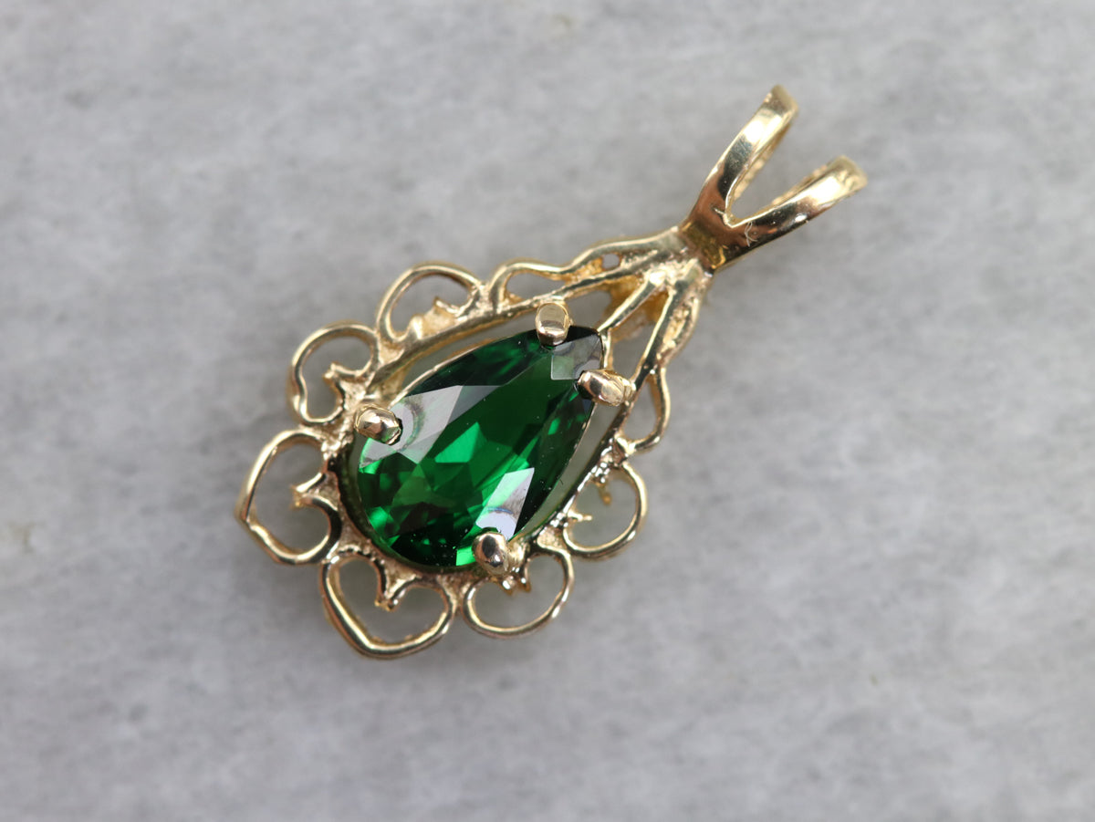 Gold Tsavorite Garnet Pendant