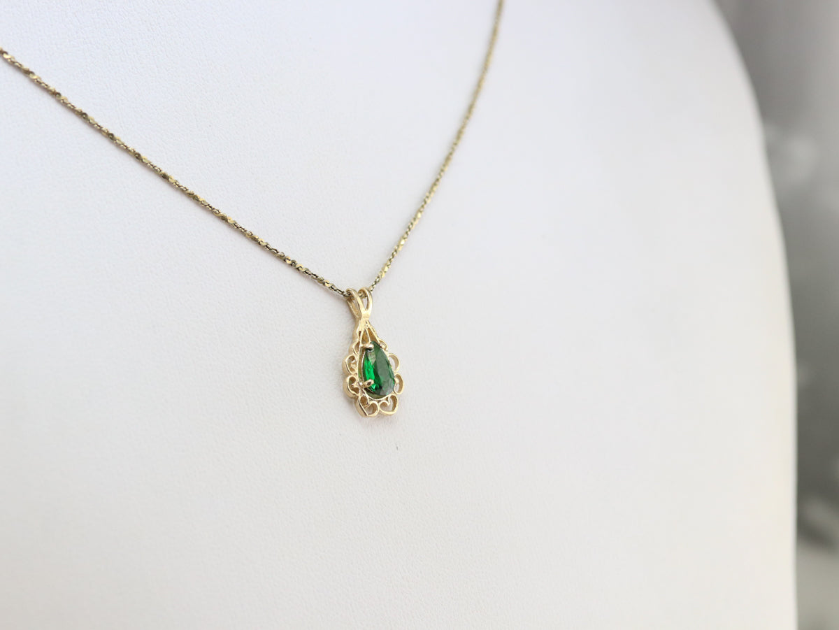 Gold Tsavorite Garnet Pendant