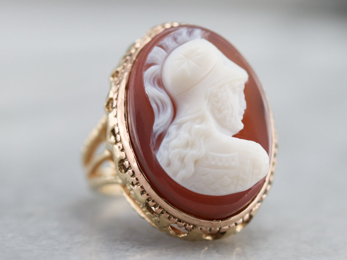 Mid Century Spartan Cameo Ring