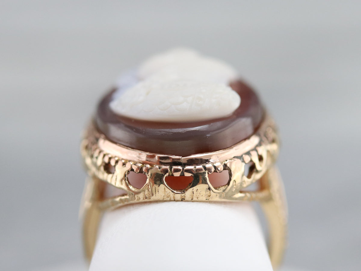 Mid Century Spartan Cameo Ring