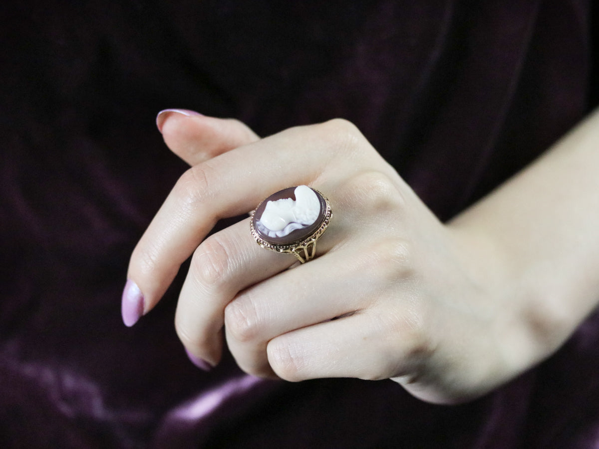 Mid Century Spartan Cameo Ring