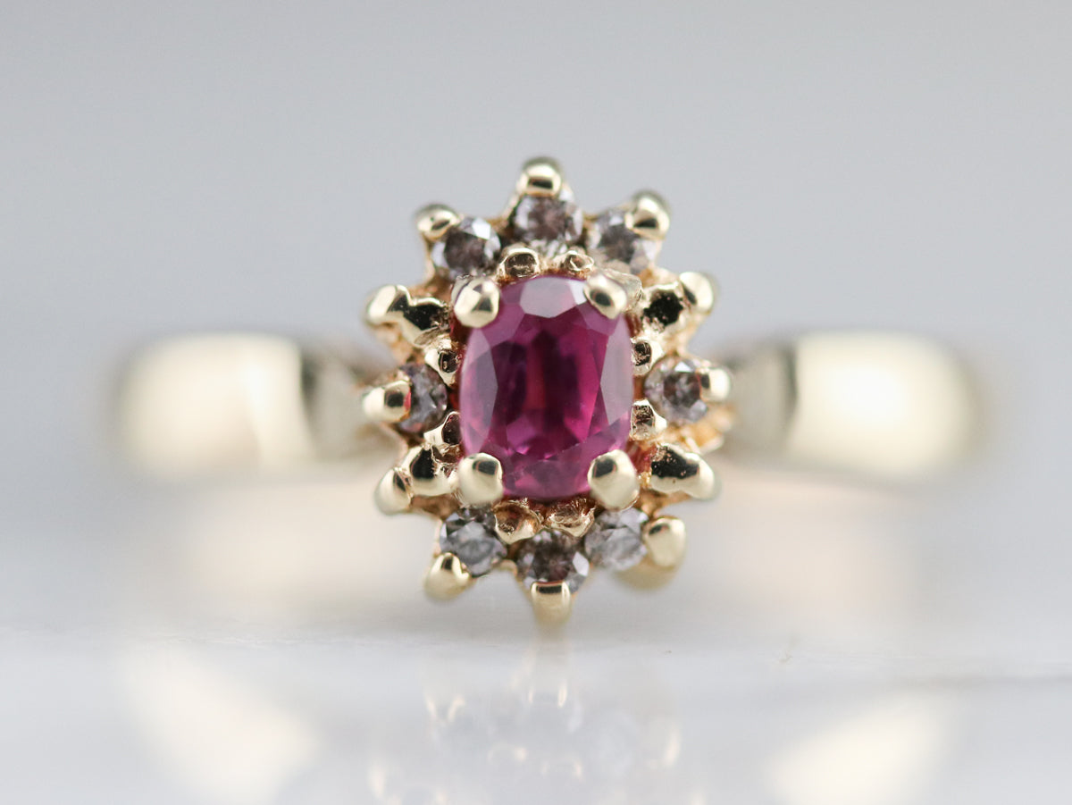Ruby and Diamond Halo Ring
