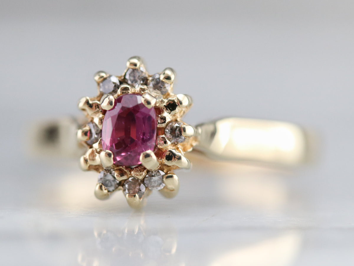 Ruby and Diamond Halo Ring