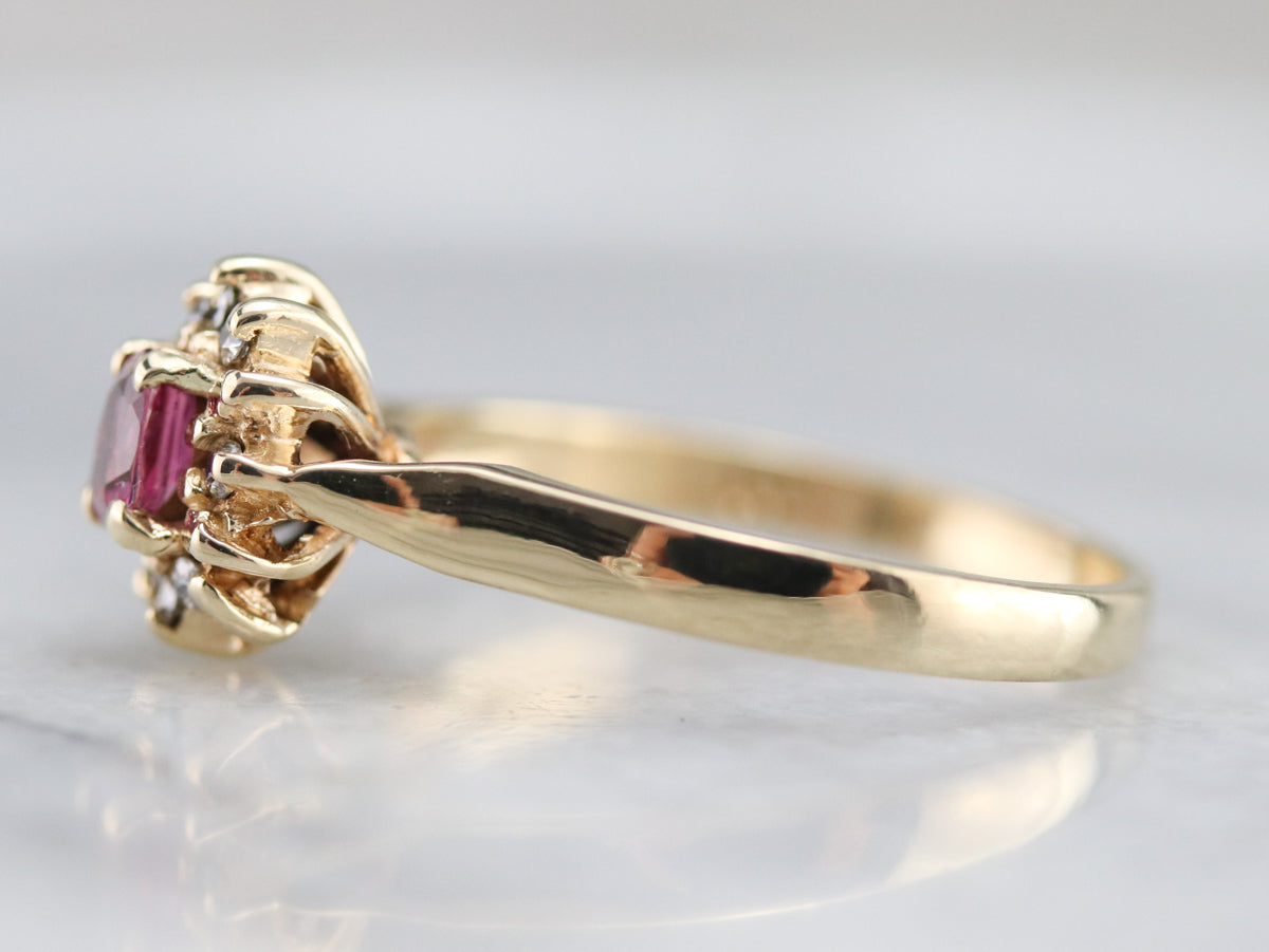 Ruby and Diamond Halo Ring