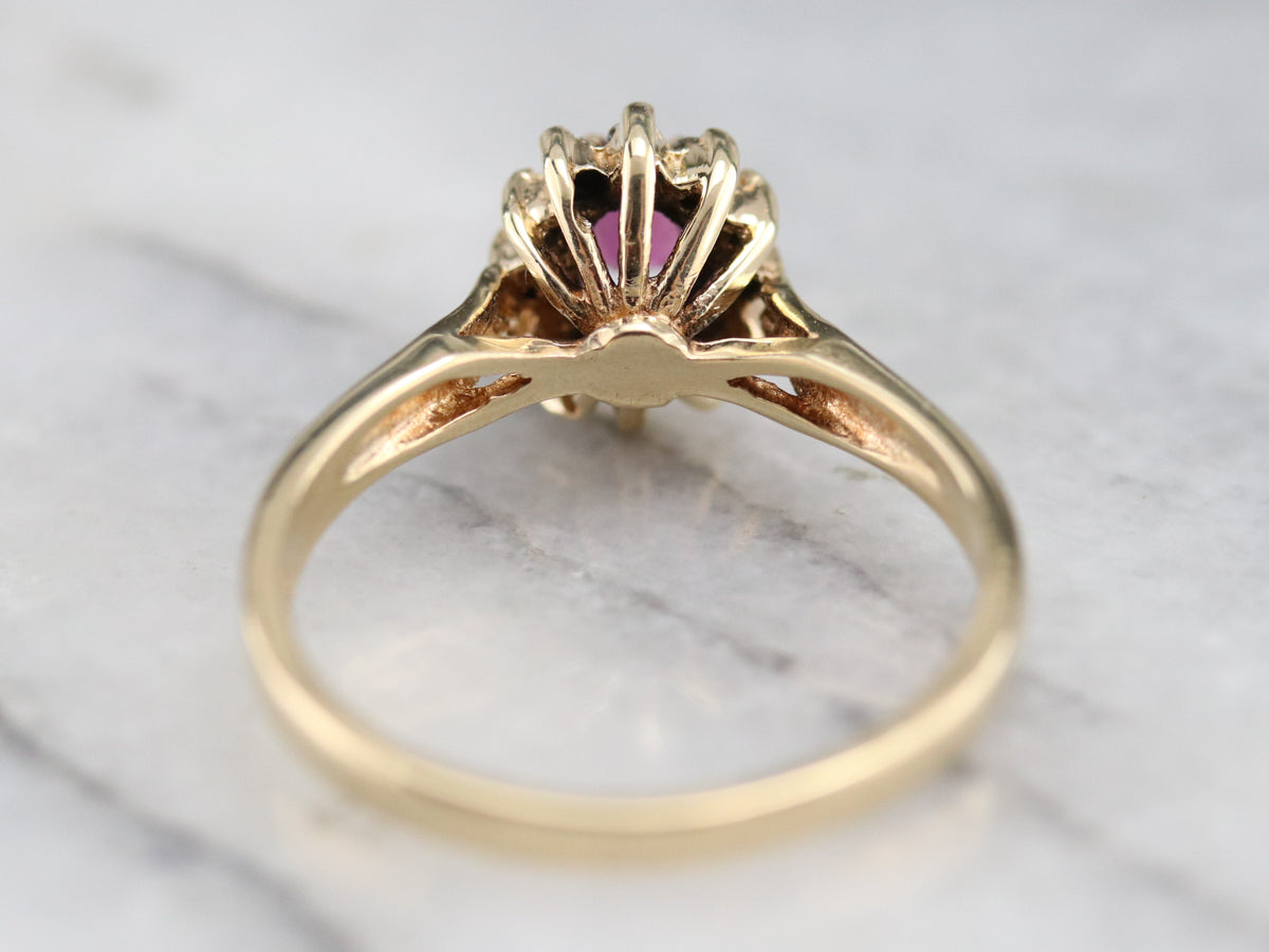 Ruby and Diamond Halo Ring