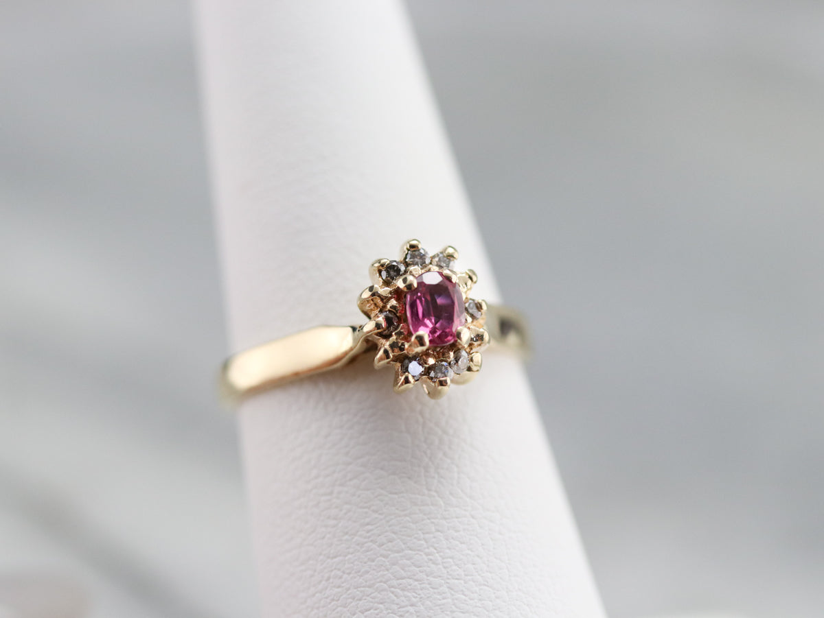 Ruby and Diamond Halo Ring