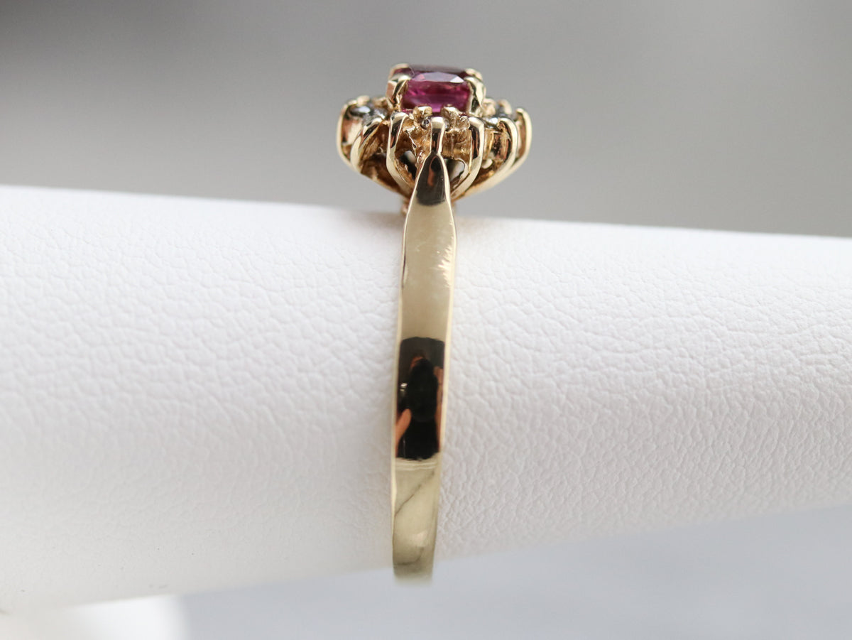 Ruby and Diamond Halo Ring