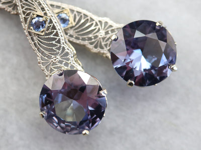 Synthetic Alexandrite and Sapphire Earrings