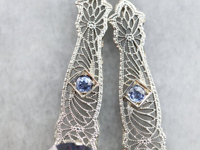 Synthetic Alexandrite and Sapphire Earrings