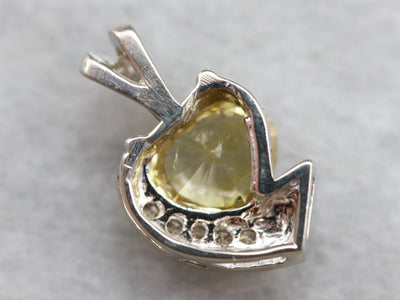 Modernist Yellow Sapphire and Diamond Pendant