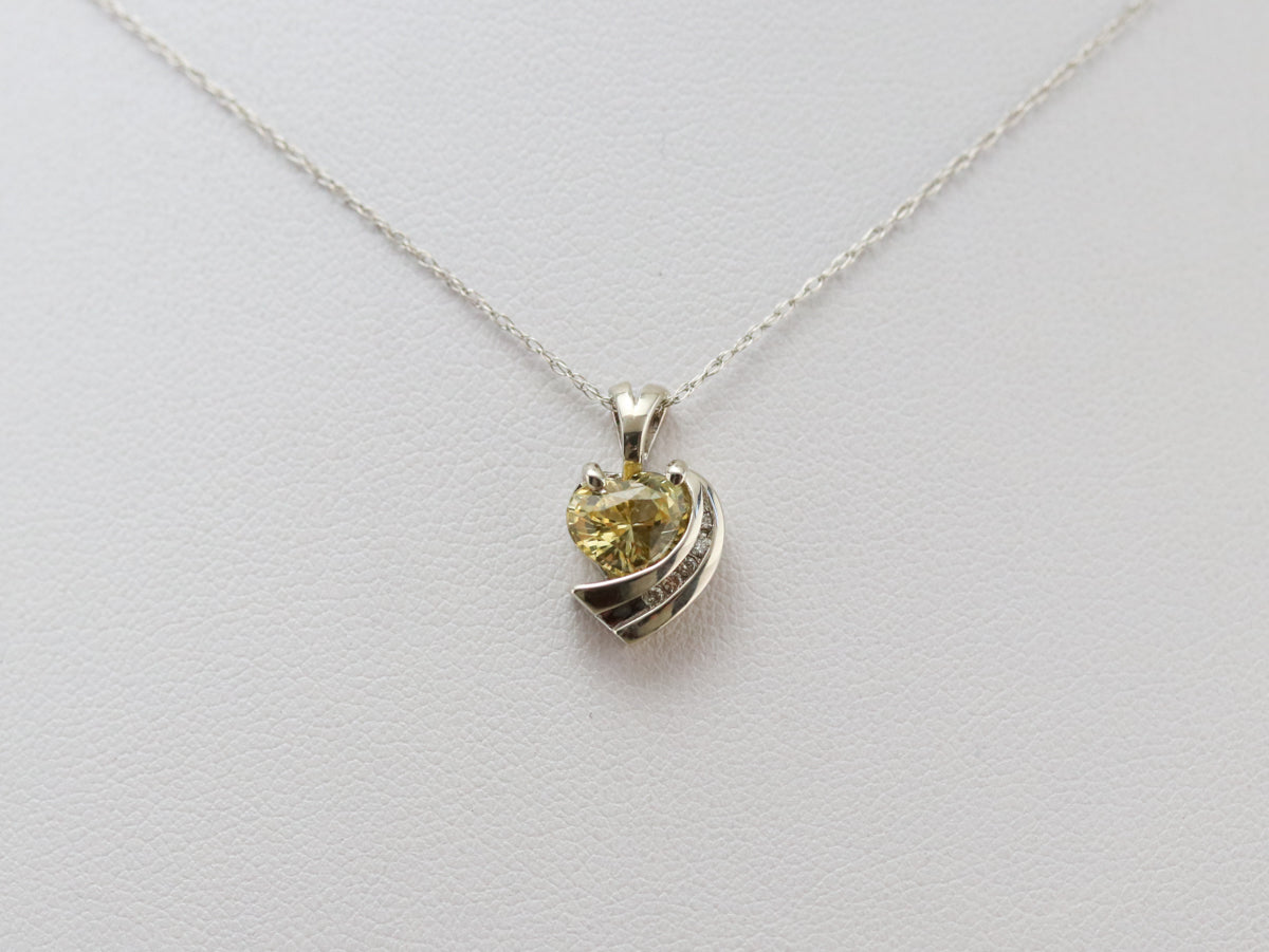 Modernist Yellow Sapphire and Diamond Pendant