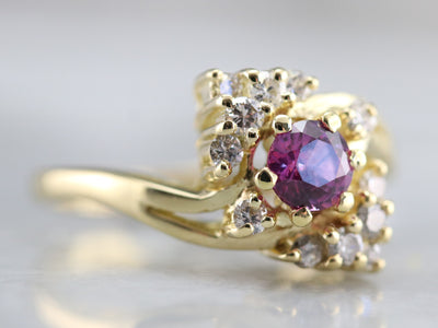 Pink Sapphire and Diamond Bypass Ring