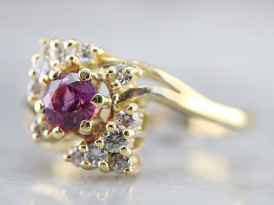 Pink Sapphire and Diamond Bypass Ring