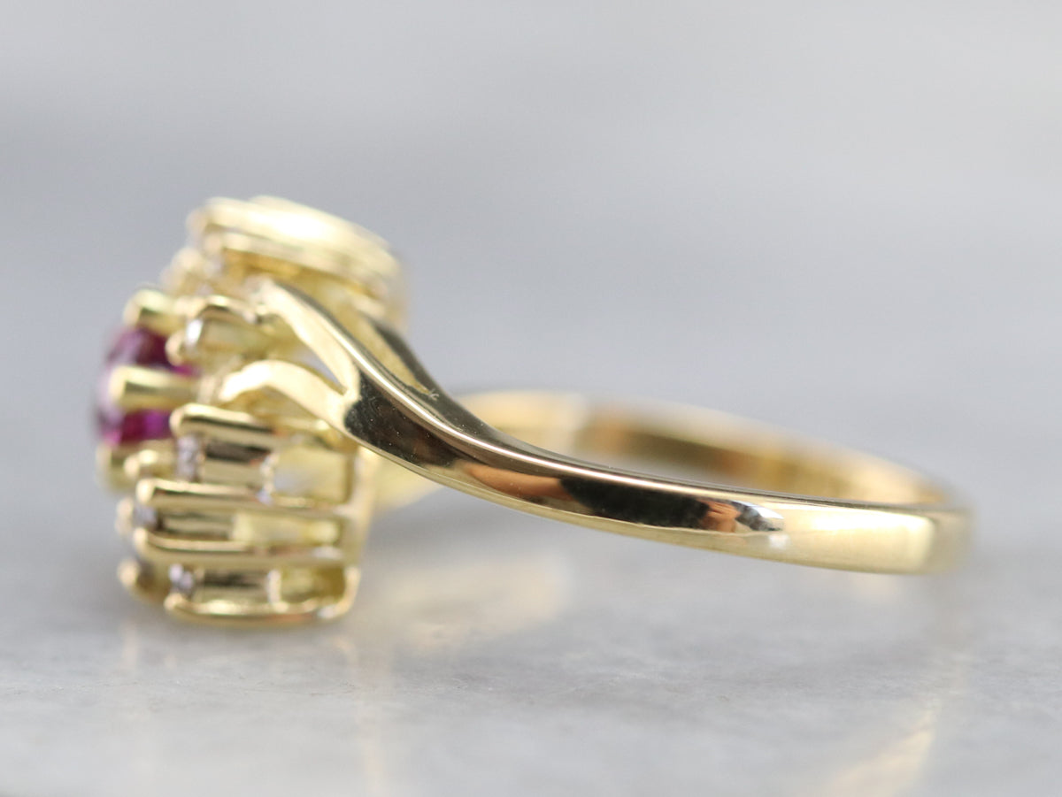 Pink Sapphire and Diamond Bypass Ring