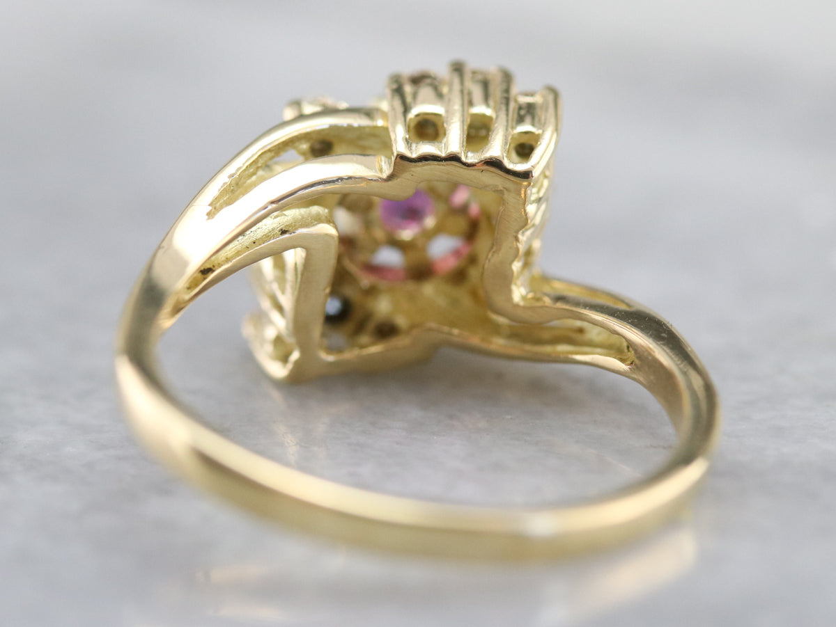 Pink Sapphire and Diamond Bypass Ring