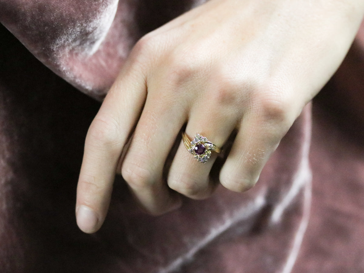 Pink Sapphire and Diamond Bypass Ring