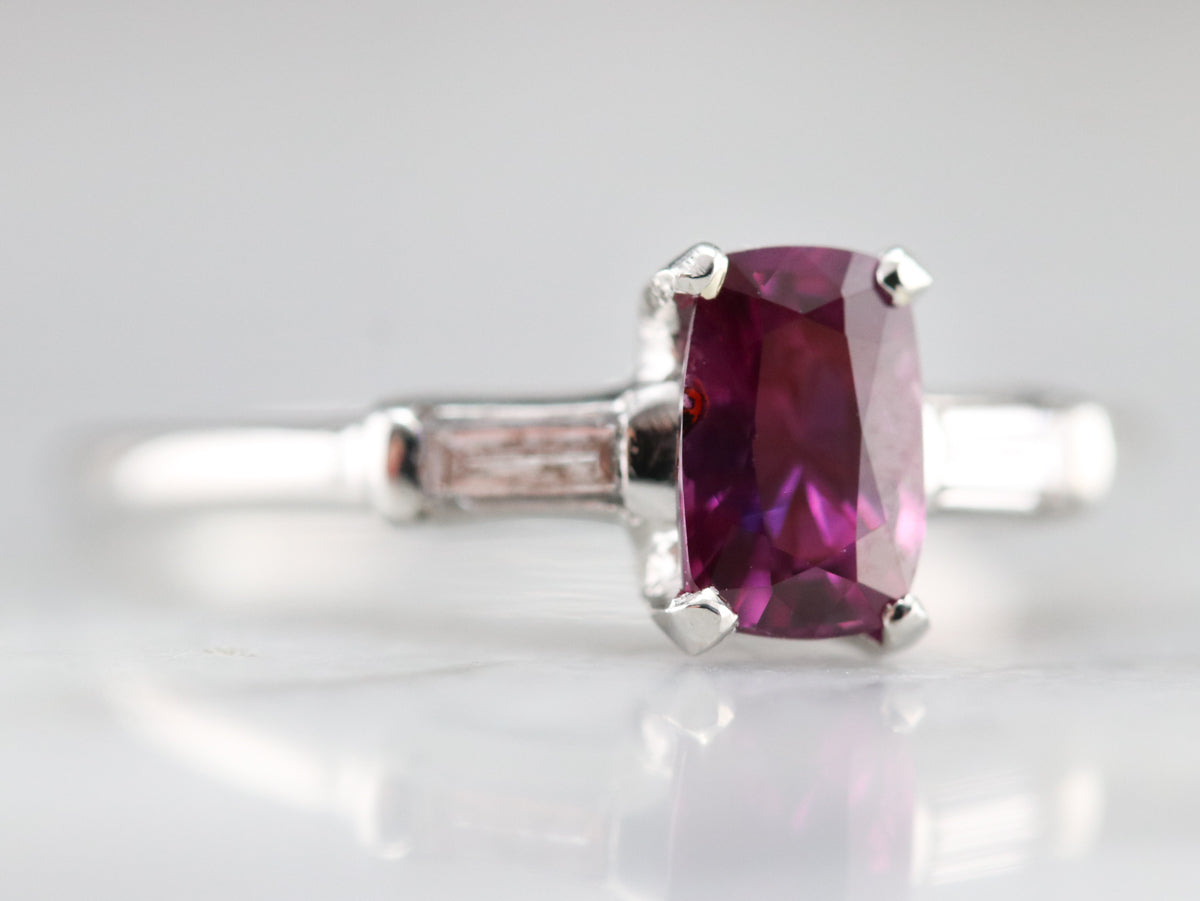 Platinum Pink Sapphire and Diamond Ring