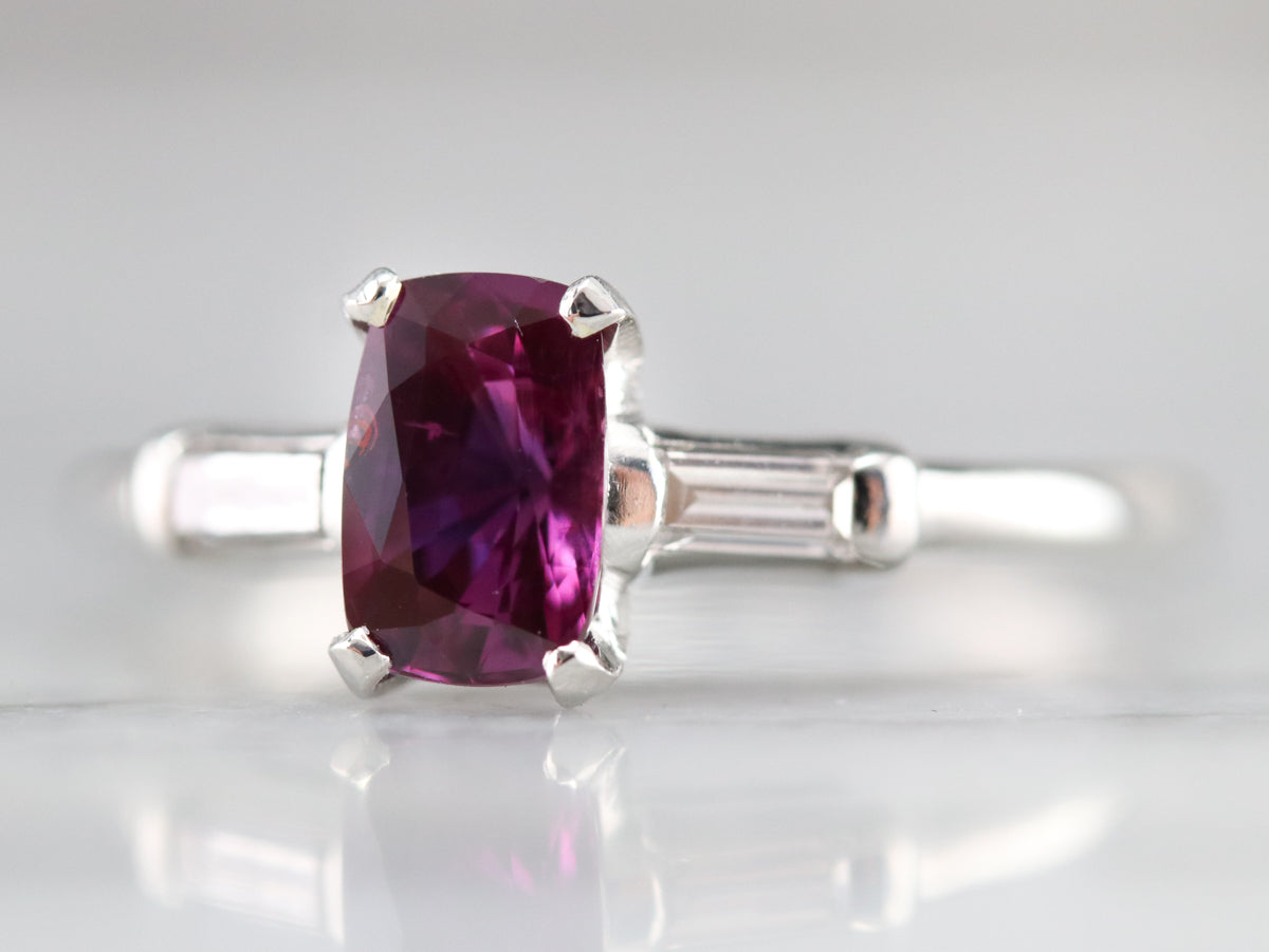 Platinum Pink Sapphire and Diamond Ring