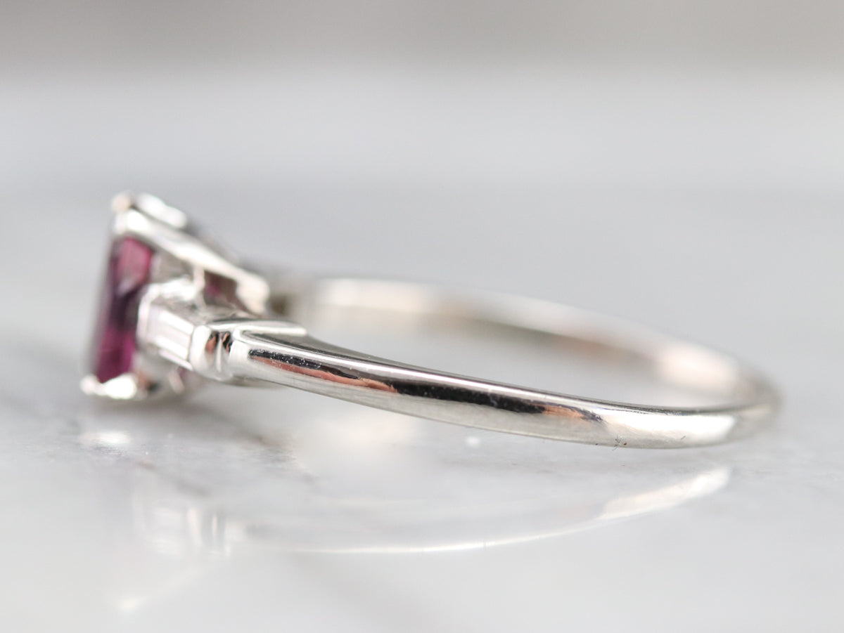 Platinum Pink Sapphire and Diamond Ring