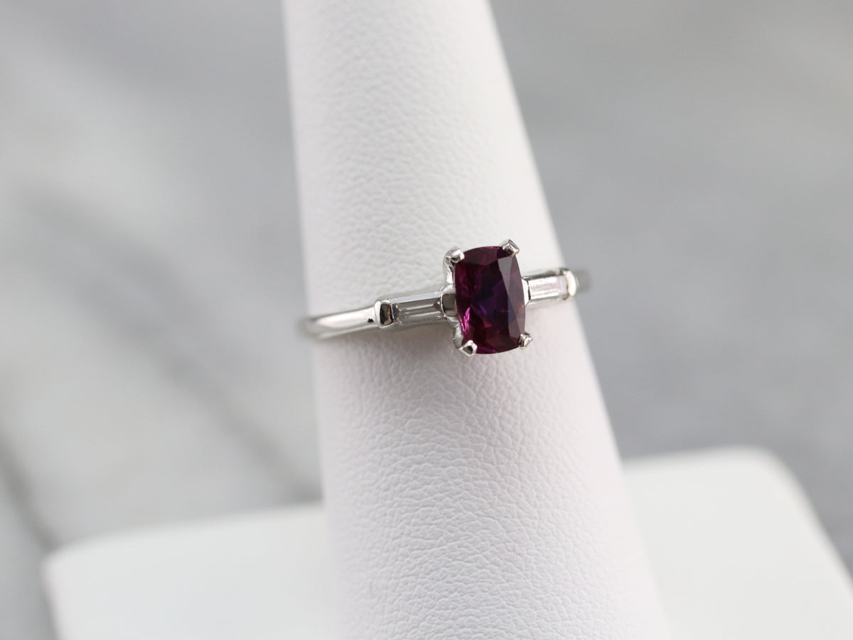 Platinum Pink Sapphire and Diamond Ring