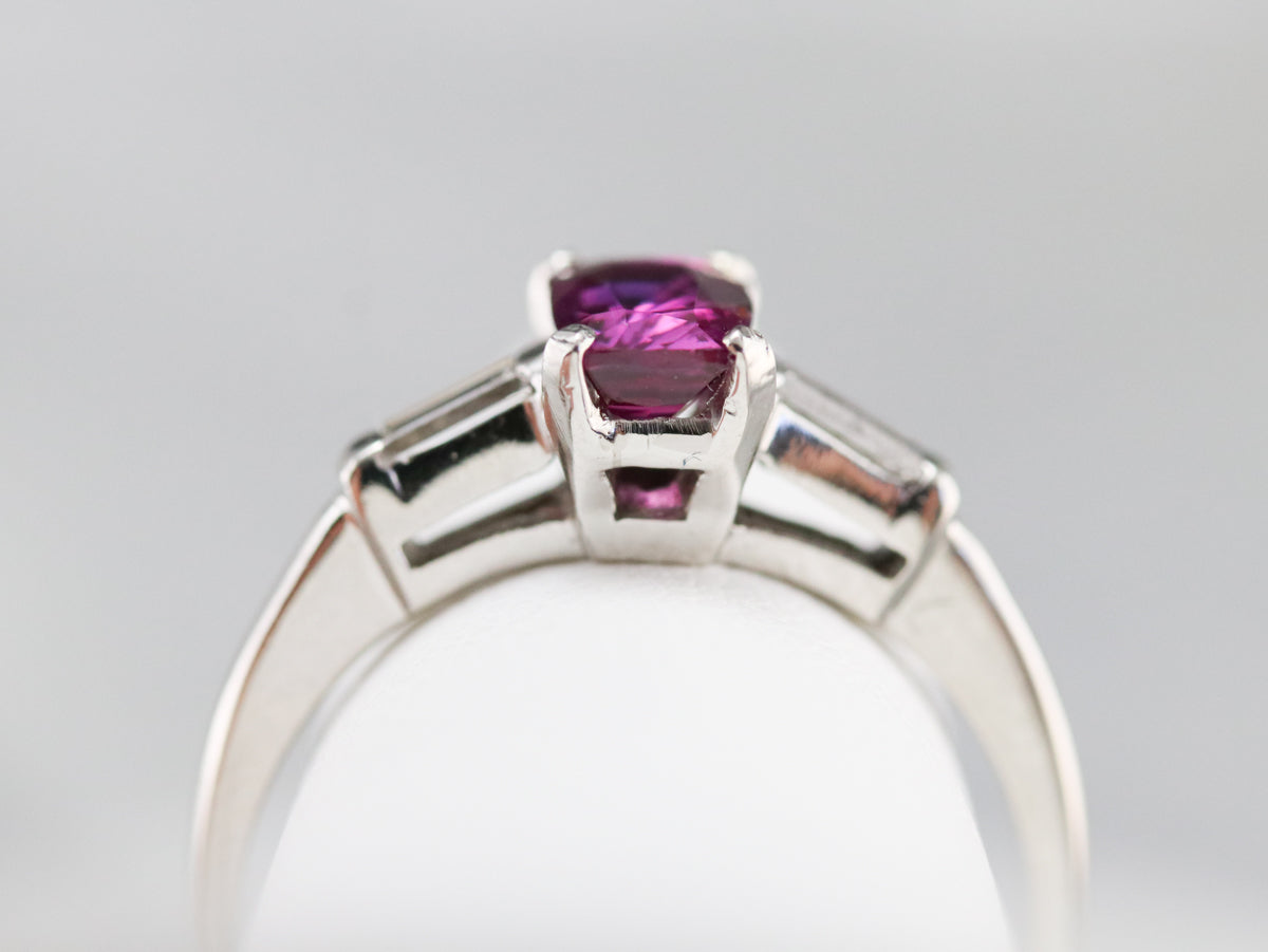 Platinum Pink Sapphire and Diamond Ring