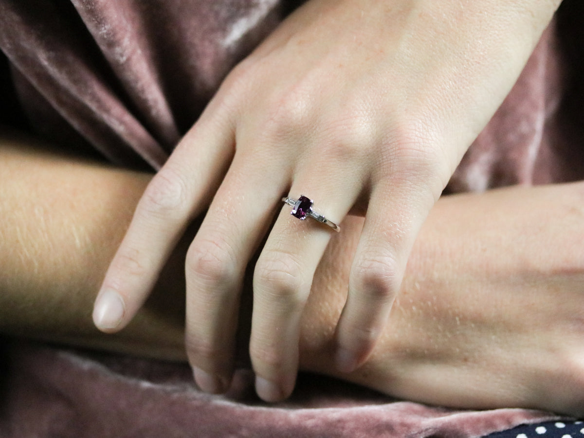 Platinum Pink Sapphire and Diamond Ring