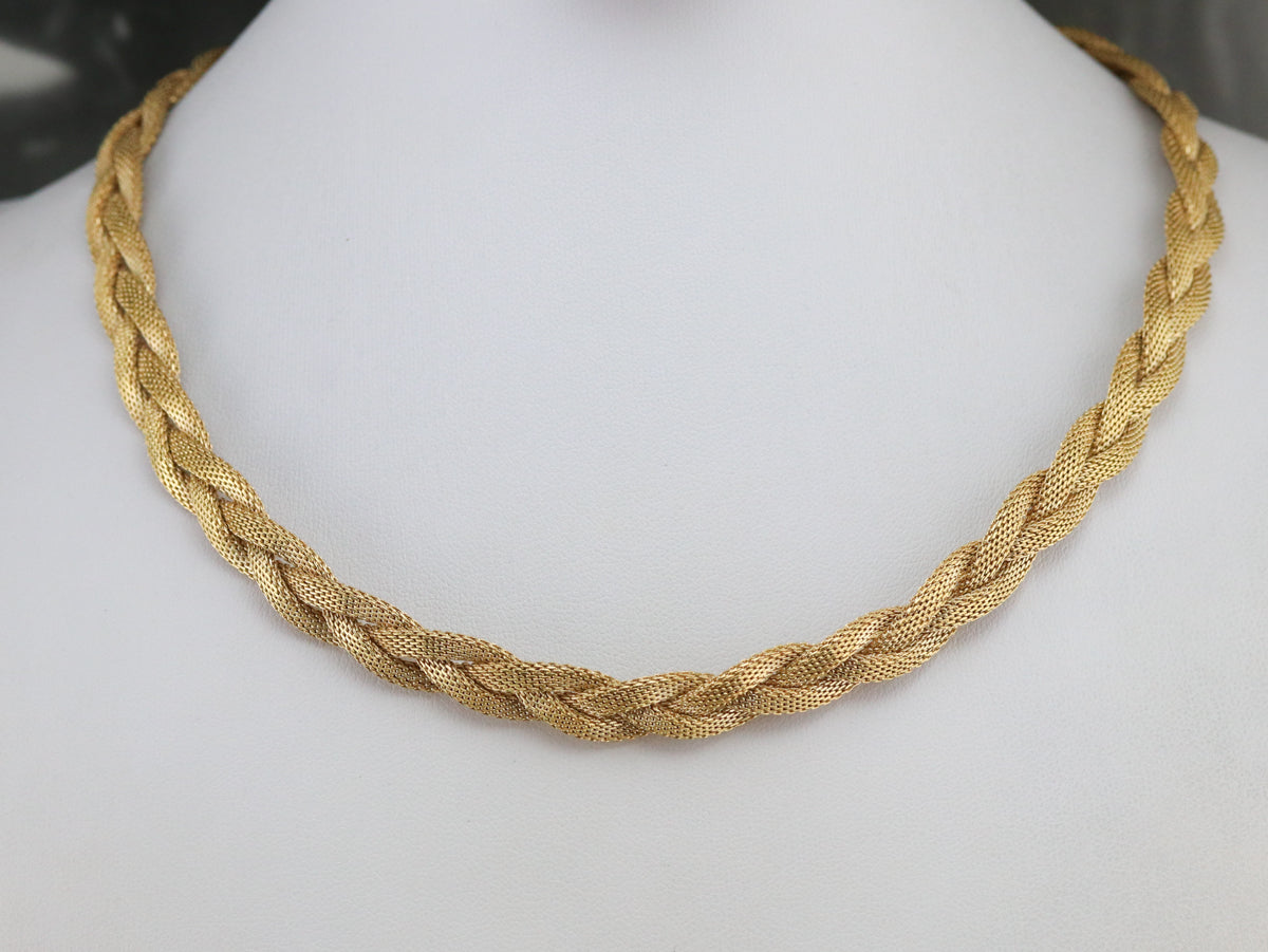 Collar Collar Trenzado De Oro De 18 Kilates